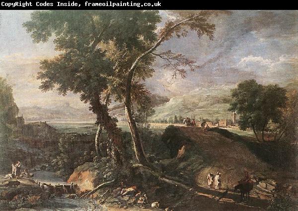 RICCI, Marco Landscape with River and Figures df
